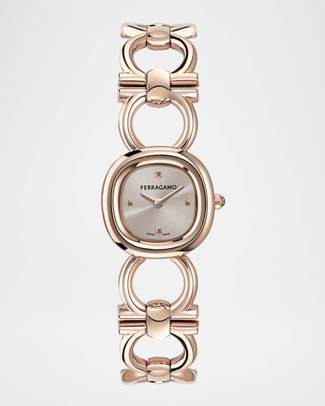 Double Gancini 25MM IP Rose Gold Bracelet Watch